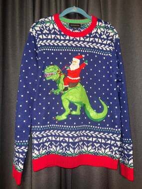 Ugly Christmas Sweater Xmas Size Medium Dinosaur